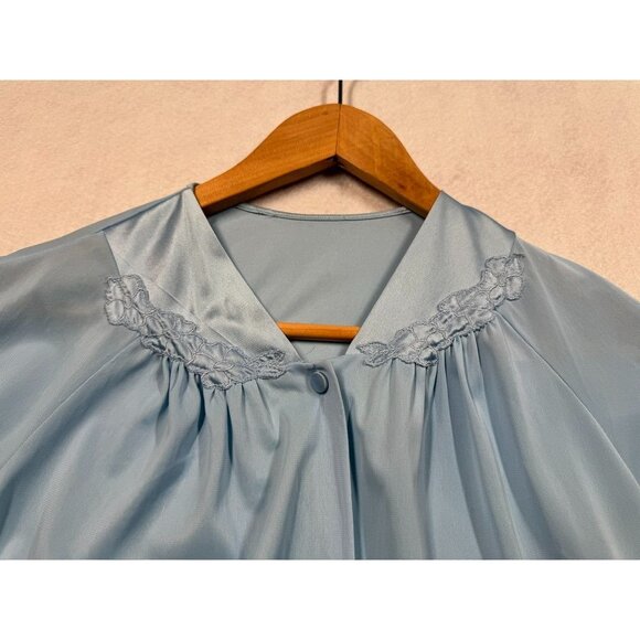 Vintage Vanity Fair 2 Piece Pajama Set Shirt Pants Sky Blue Nylon Womens Small S - Picture 3 of 8